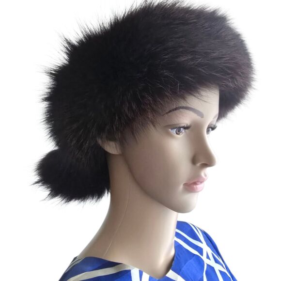Surell Finland Genuine Brown Fox Fur Headband Scarf Hat Adustable Two In One - Picture 2 of 11